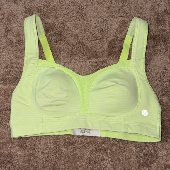 EXCELLENT Lululemon Ta Ta Tamer II Sports Bra 34C Stripe Mint Adjustable Straps - Picture 3 of 8
